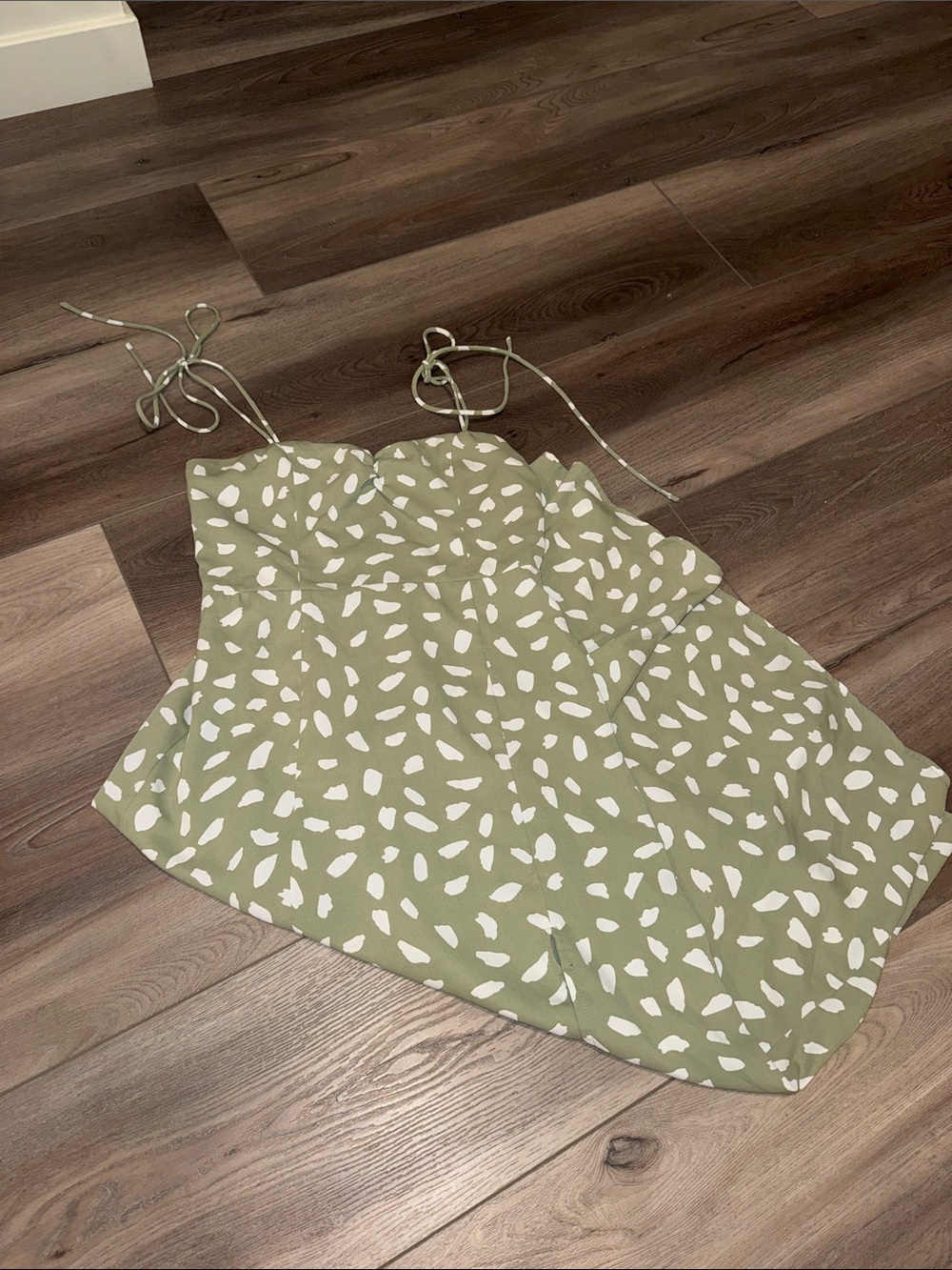 Lulus Women's Olive Green Spotted Tie-Strap Top
